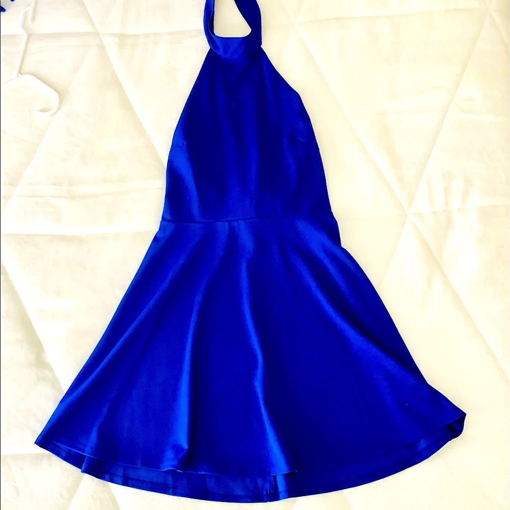 Juniors Royal Blue Party Skater Halter Dress. Size 5